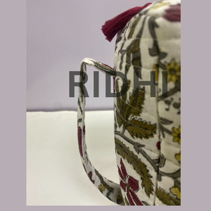 Trousse de Toilette Matelassée en Coton avec Fermeture Éclair, Grande Taille, Rouge Prune, Style Vintage, Réutilisable, pour Usage Quotidien - Product Image 4