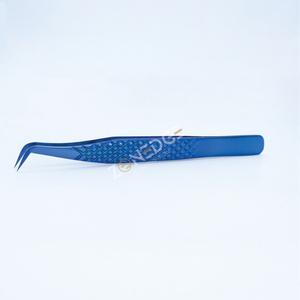 Pinzas de acero inoxidable de fibra profesional de volumen, pinzas de extensión de pestañas azules de Plasma, alto volumen probado a mano - Product Image 3