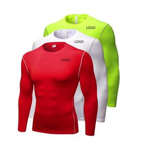 2024 2025 nuevas camisas de compresión de gimnasio de manga larga para jóvenes de Color sólido 100% algodón personalizado liso ropa de Fitness para jóvenes - Product Image 1