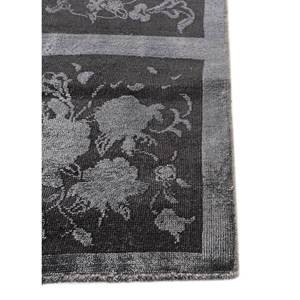Tapis Azalea en laine et soie noué à la main, motif floral et abstrait, Pae-6148, rectangulaire, pour chambre et couloir, modèle de tapis de chambre, gris et noir - Product Image 4