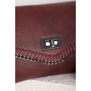 Bolso de Mano y Hombro con Solapa de Punto Borgoña, Estilo Japonés Vintage, Correa de Cuero Genuino, Bohemio, para Verano e Invierno - Product Image 4