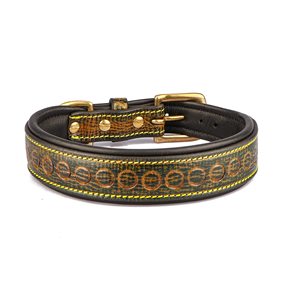 Collar de perro de cuero con diseño de cuentas al por mayor con collar de perro Buck Stitch - Product Image 3