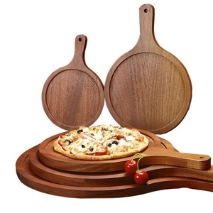 Acacia Wood Natural Wood Pizza <b>Pan</b> Plate and <b>Handle</b> with Hole Design Piece for Selling Product - Product Image 4