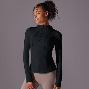 Chaquetas Deportivas Ajustadas para Mujer, Chaqueta de Yoga Delgada con Cremallera Completa y Manga Larga, Chaquetas Atléticas con Bolsillos con Cremallera - Product Image 3