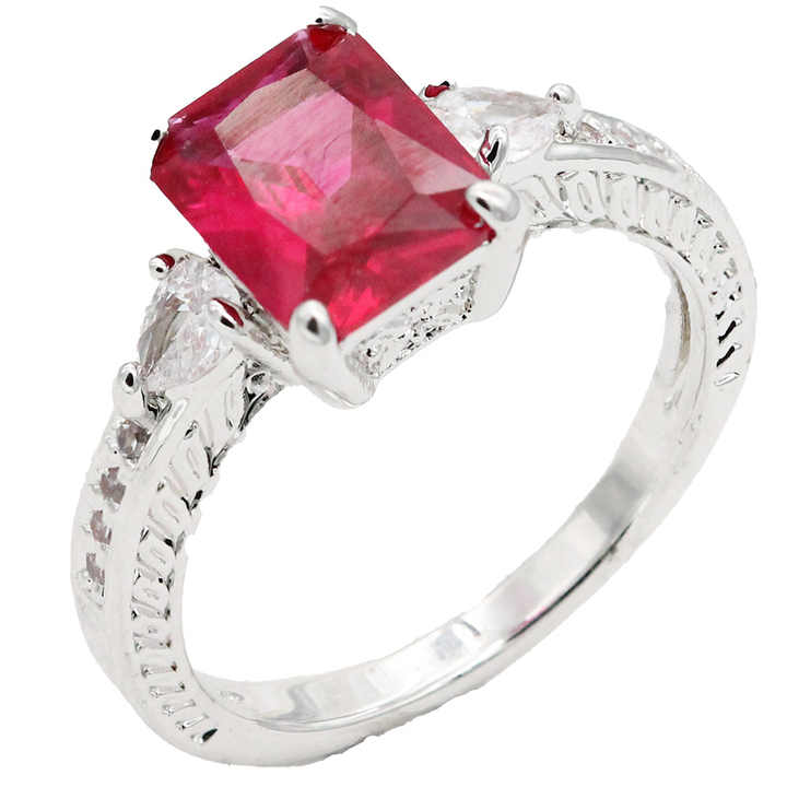 Platinum Rhodium Plated Engagement Rings with Black CZ Size 10 Gemstone Bezel Set Jewelry Featuring Cut Zircon Stone