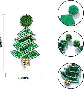 Pendientes de Navidad de plata 925 con chapado en oro muñeco de nieve Santa árbol Stud pendiente joyería de fiesta para mujer pera diamante piedra principal - Product Image 4