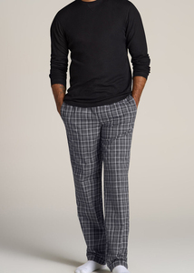 Cómodo pantalón de dormir de franela de talla grande de cintura alta para hombre con cordón transpirable ecológico poliéster/algodón - Product Image 6