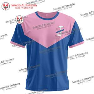 Camisetas Bordadas con Letras Griegas para Mujer de la Hermandad Jack and Jill |   Camiseta Jill of America azul y rosa, estilo jersey, media manga - Product Image 2