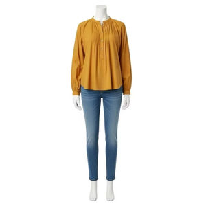 Blouse en tissu polyester teint en pièce, séchage rapide, respirante, toucher doux, style décontracté automne, pour le bureau – Recherche et achat en ligne - Product Image 1