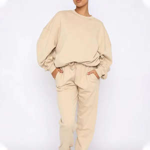 Femmes personnalisé poids lourd coton polaire surdimensionné goutte épaule pull sweat costume sérigraphie femmes survêtements - Product Image 5