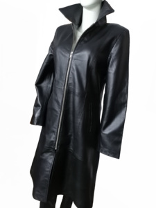 Abrigo de piel de oveja auténtica con cuello levantado de alta calidad/abrigo largo de cuero personalizado transpirable para mujer - Product Image 3