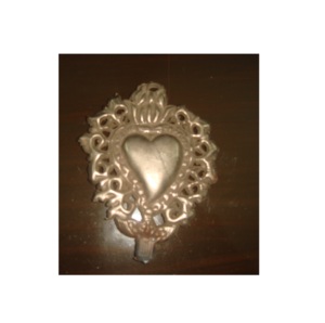 Reliquaire antique en métal pur, cœur sacré, relique catholique, cœur de Marie enflammé, ornement votif pour la décoration de la maison - Product Image 6