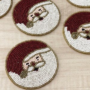 Handmade Beaded <b>Coasters</b> - Boho <b>Drink</b> <b>Coasters</b> with Polyester Backing (4x4 Inch) - Product Image 1