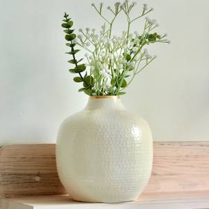 Jarrón de forma ovalada de brote martillado blanco para decoración del hogar Uso de decoración festiva moderna Mesa decorativa para el hogar vare made India - Product Image 4