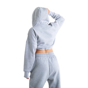 Femmes haute qualité coton 2 pièces ensemble personnalisé tendance haut court sweats à capuche Joggers léger coupe-vent porter survêtement 2026 - Product Image 4
