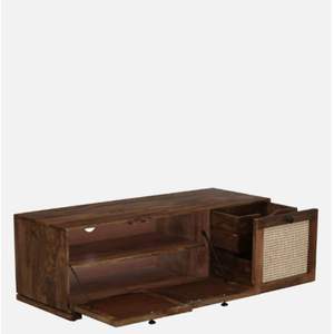 Soporte de TV contemporáneo Baarn, acabado de teca rústica, madera de mango con almacenamiento para sala de estar - Product Image 5