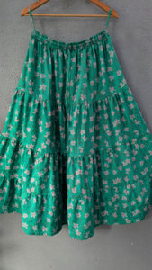 100% Cotton Handblock Printed Floral Pattern Indian Handmade <b>Skirt</b> Formal Elastic Waist <b>Pleated</b> Design Maxi Length Breathable - Product Image 6