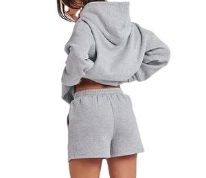 Conjunto de Sudadera con Capucha y Pantalones Cortos para Mujer, Dos Piezas, Estilo Deportivo Informal, para Baloncesto - Product Image 4