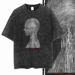 T-shirt vintage pour homme en coton 100% tricoté, coupe oversize, effet délavé, imprimé, style streetwear, avec graphisme personnalisé et couleur noire - Product Image 1