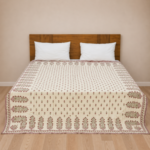 Jaipuri Razai Cotton Quilt Floral Bedspread Handmade Indian Blanket Lightweight Summer Bedding King Size - Product Image 2