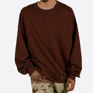 Sweat-shirt à col rond surdimensionné personnalisé marron avec logo SINEWY SPORTS, en molleton de coton premium, unisexe, streetwear, pull-over, vêtements de sport - Product Image 2