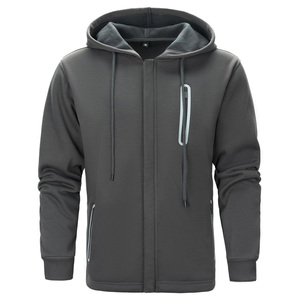 Sudaderas con capucha transpirables con cremallera para hombre con estampado de logotipo bordado personalizado y etiquetas de marca personalizadas para ropa deportiva o de calle - Product Image 1