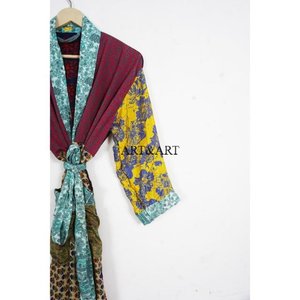 Robe kimono d'été en soie style vintage à manches 3/4 pour femmes, élégante et décontractée, tenue de nuit bohème à prix de gros - Product Image 3