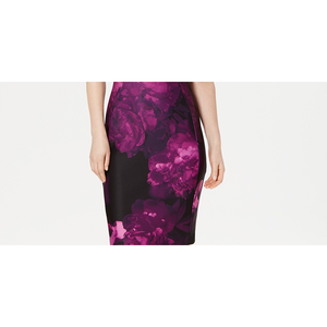 Abito a tubino viola da donna Calvin Klein con stampa floreale, maniche a sbuffo e vita naturale, taglia 1 - Comodo e alla moda - Product Image 3