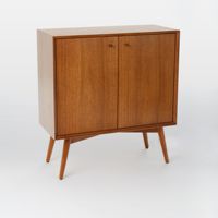 Armoire en bois de style mid-century avec rangement, design moderne, couleur naturelle, pour salon, école, maison, bureau