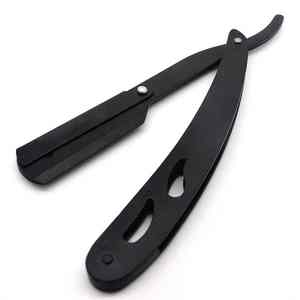 Maquinilla de afeitar profesional de una sola hoja de borde recto con mango de acero logotipo personalizado venta privada maquinilla de afeitar recta de peluquero - Product Image 1