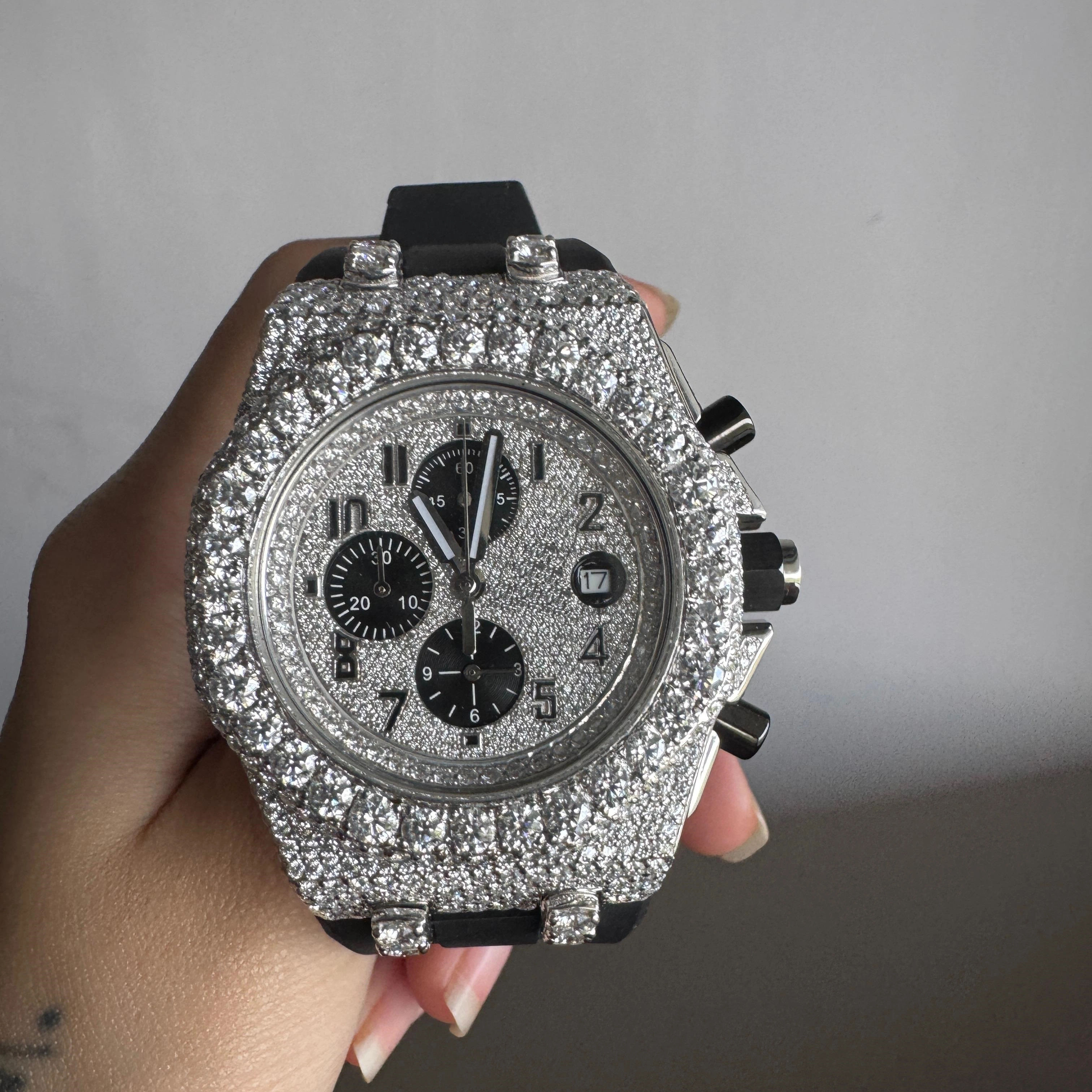 Luxury Chrono Diamond Watch VVS Stainless Steel Unisex