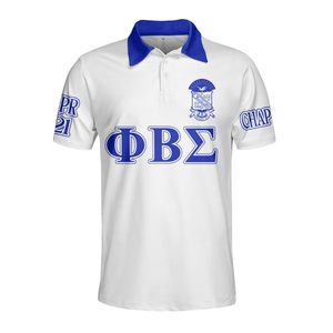 Polo Phi Beta Sigma 1914 en coton piqué 220 GSM, broderie chenille Divine Nine, vêtement universitaire classique de la fraternité grecque - Product Image 2