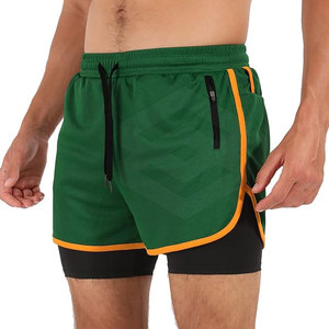 Pantalones cortos atléticos de doble capa de Venta caliente Nuevo estilo Calidad Premium Color sólido Cintura media Transpirable Cierre de cintura elástica - Product Image 3