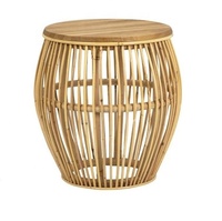Table basse moderne en rotin naturel avec plateau en bois, design tressé à la main, réglable, décoration d'intérieur pour salon