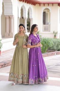 Colecciones de Vestidos de Seda Vichitra Premium con Lentejuelas para Mujer - Product Image 2