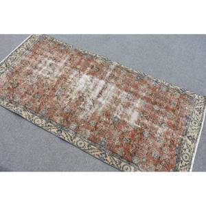 Alfombra de lana Vintage, color rojo y beige, 3,2x6,4 pies, estilo Kilim, alfombras rectangulares de área grande turca, respaldo de látex abstracto para pasillo de 10mm - Product Image 4