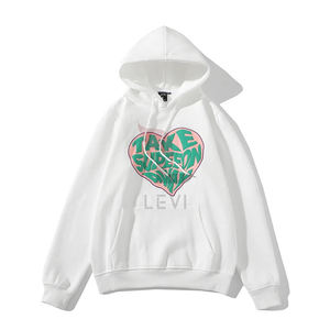 Sudadera con Capucha de Forro Polar Cálido Estampado y Bordado, Mezcla de Poliéster/Algodón, Transpirable, Elegante, Suave, con Logotipo Personalizado, Manga Larga, Tendencia de Moda - Product Image 1