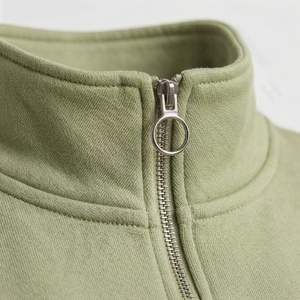 Customized High Quality Women <b>Sweatshirt</b> Stand Collar Long Sleeve Half <b>Zip</b> 100% Cotton Hoodies Regular Sports Pants Short Set - Product Image 4