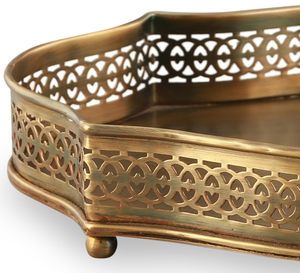 ถาดของขวัญทรงกลมมีรูแบบคลาสสิกหรูหราทำจากทองเหลืองของตกแต่งสำหรับเสิร์ฟที่หรูหรา - Product Image 3