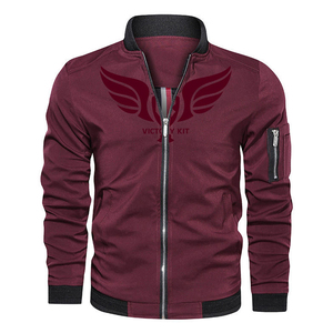 Blouson aviateur rouge personnalisé de haute qualité pour homme, fermeture éclair, streetwear décontracté, blouson aviateur avec col côtelé - Product Image 2