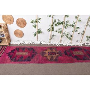 Tapis Kilim Style Turc Vintage 2.8X11.8 pieds Classique Rose Violet Patchwork Design Laine Jute avec Support en Latex pour Salon - Product Image 2