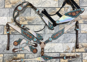 Argentine cuir de vache Western Horse Headstall poitrine collier ensemble avec cuir de vache fait pour les utilisations de chevaux par les exportateurs indiens - Product Image 2