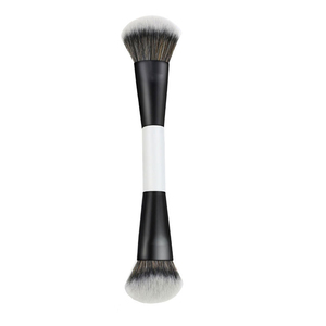 Hot White Handle Makeup Dual Ended <span class=keywords><strong>ultra</strong></span> <span class=keywords><strong>Soft</strong></span> Foundation Brush Vegan Powder Contour Corrector Brush - Product Image 5