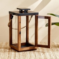 Farol de Madera de Lujo de la India, Diseño Moderno, Hecho a Mano, Ecológico, Decoración para el Hogar, Luz Aromática para Mejorar el Ambiente, Decorativo