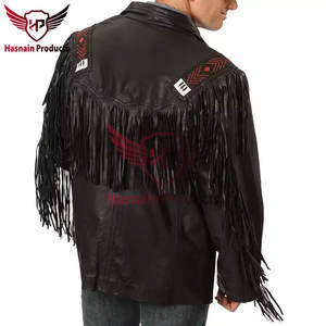 Customized Design and Logo Men's Genuine Leather Cowboy <b>Jackets</b> - High Quality Classic Western Bike <b>Fringes</b> Leather <b>Jacket</b> - Product Image 2