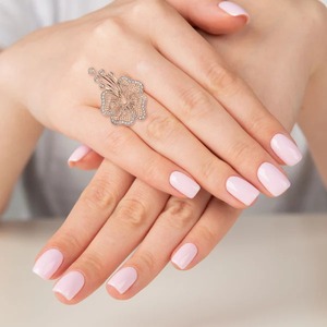 Belle bague en diamant cultivé en laboratoire floral 14k 18k solide Rose jaune blanc or but de mariage et bague de promesse pour les femmes-DS0559 - Product Image 5