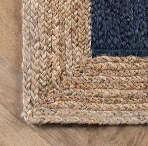พรมทรงสี่เหลี่ยมผืนผ้าแบบแอบสแตรกพรมถักด้วยมือปอกระเจาสีเบจสีฟ้าแบบชนบทปรับแต่งได้มีหลายขนาดให้เลือกสีฟ้า - Product Image 5