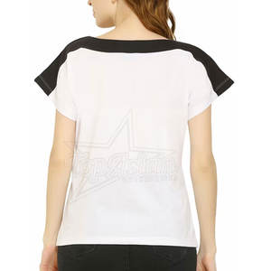 T-shirt décontracté à manches courtes en coton d'été avec logo personnalisé pour femmes avec approvisionnement OEM ODM - Product Image 4