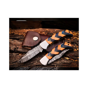 Venta al por mayor mango de madera personalizado hoja de revestimiento de titanio bolsillo al aire libre supervivencia Camping cuchillo plegable portátil - Product Image 1