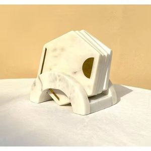 Sous-verres en bois avec incrustation en laiton Incrustation en métal pour thé à la maison Protection de l'environnement créative Ensemble d'incrustation en métal écologique original - Product Image 4